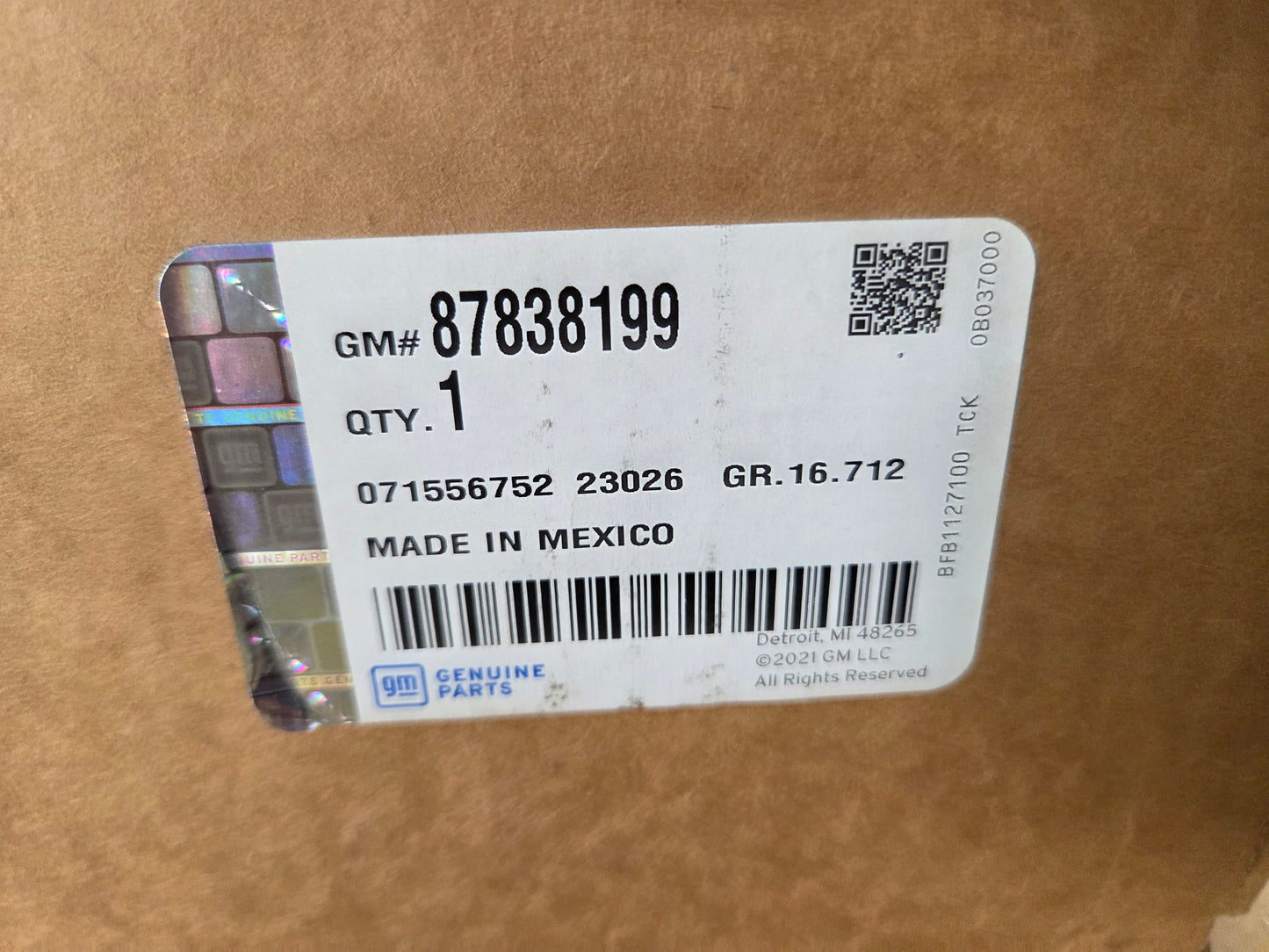 New Genuine GM 2014-2018 Silverado Sierra 1500 Double Cab Curtain Airbag 87838199